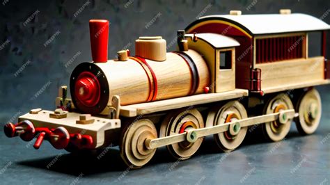 Premium Photo | Wooden Toy Train on Wooden Tracks