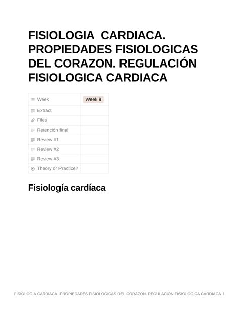 Fisiologia Cardiaca Propiedades Fisiologicas DEL Corazon Regulacin