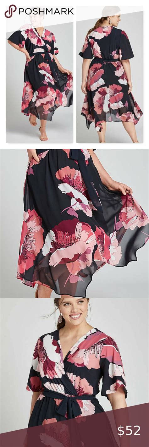 Lane Bryant Floral Crossover Midi Dress NWT Midi Dress Fit Flare