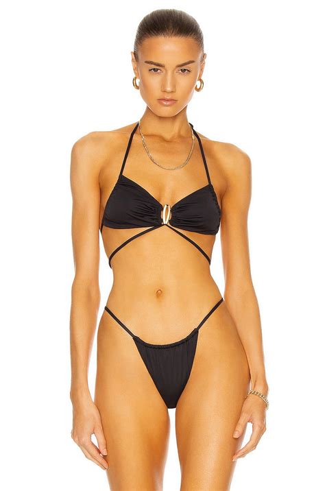 Cult Gaia Liza Bikini Top In Black Fwrd