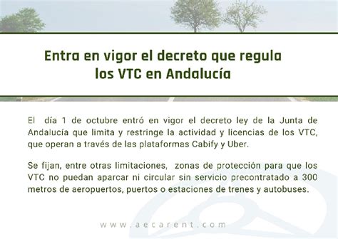 Entra En Vigor El Decreto Que Regula Los Vtc En Andaluc A