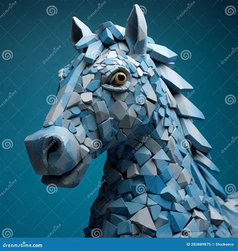 Escultura De Cavalo Azul : Uma Figurina Hiperrealista Inspirada No