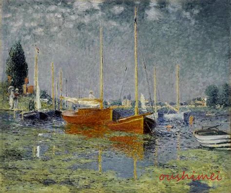 Impressionist Reproduce Oil Painting Of Monets Red Boats Picture On