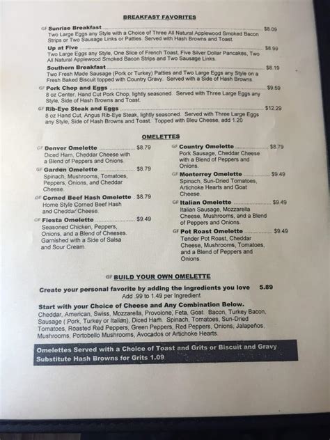 Menu At Uptown Cafe Johns Creek