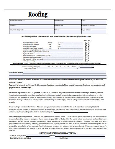 Roofing Contract Examples Format How To Create Pdf