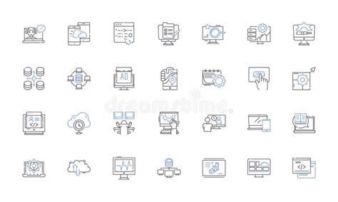 Computer Science Line Icons Collection Algorithm Database Binary