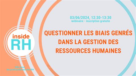 Webinaire Questionner Les Biais Genrés Dans La Gestion Des Ressources