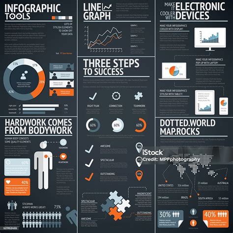 infografis hitam vektor bisnis elemen visualisasi data ilustrasi stok