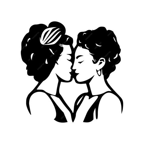 Premium Vector Lesbian Couple Kissing Lgbt Pride Black Outlines