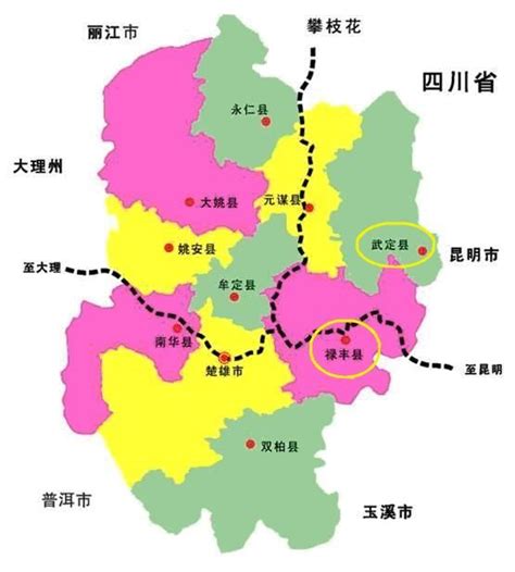 楚雄市15个乡镇地图 云南楚雄9县 楚雄版 第4页 大山谷图库