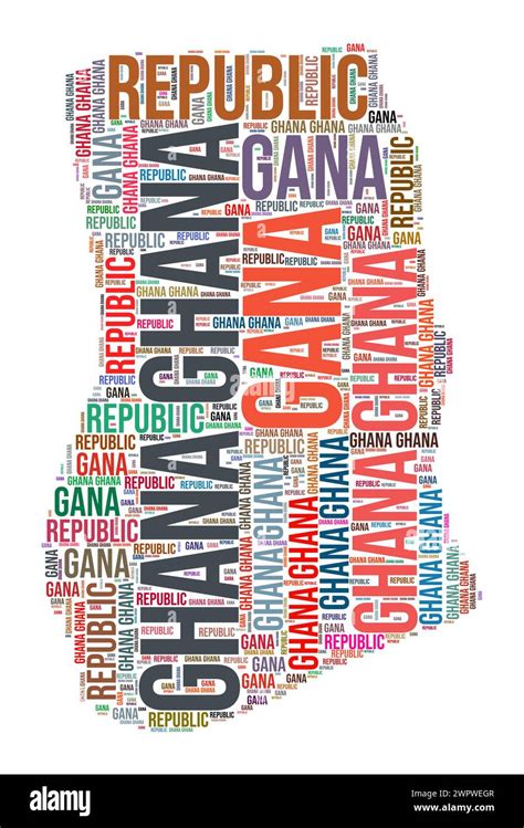 Ghana Country Shape Word Cloud Typography Style Country Illustration