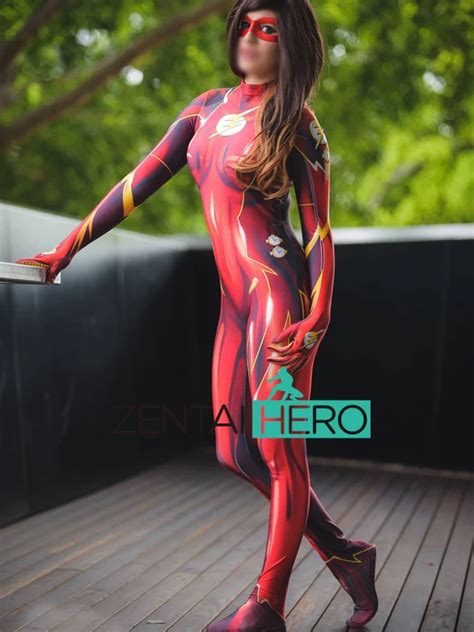 Free Shipping 3d Printing Lady Jamie Tyndall Flash Female Cosplay Costume The Dc Comics