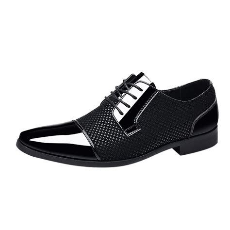 Fsqjgq Black Dress Shoes For Men Lace Up Modern Shoes Mens Leather