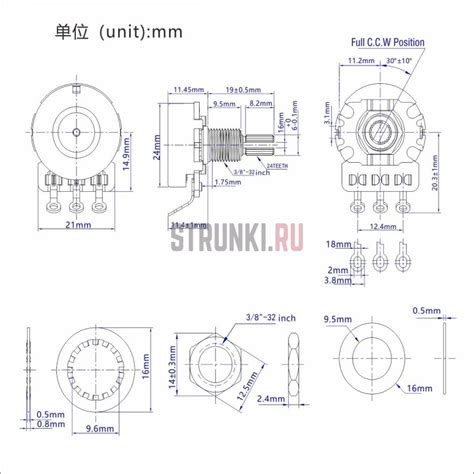 Потенциометр Parts CTS Copy B500K, длина резьбы 10мм - купить онлайн с ...