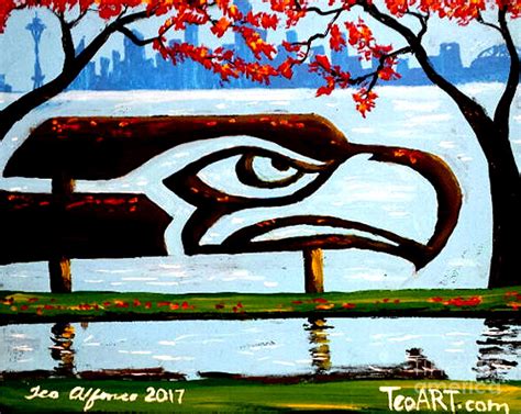 Scenic Seattle Seahawks Alki Beach Art Painting By Teo Alfonso Fine Art America