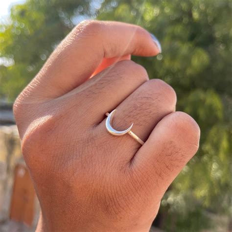 925 Sterling Silver Moon Ring Crescent Moon Ring Tiny Moon Ring