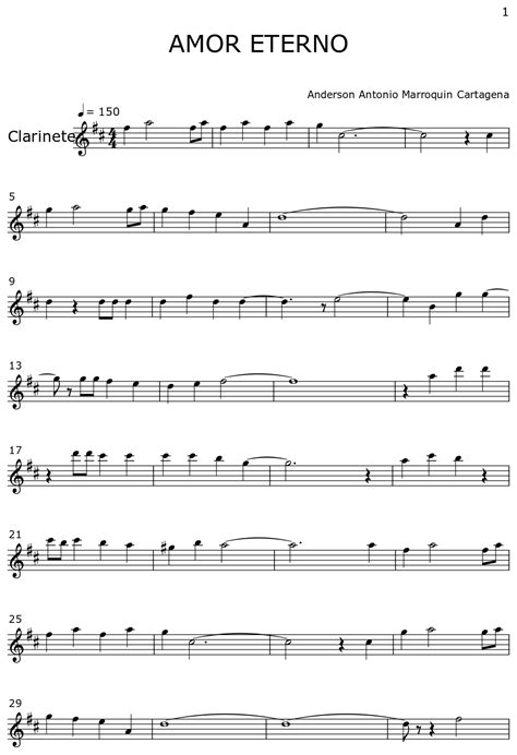 Amor Eterno Sheet Music For Clarinet