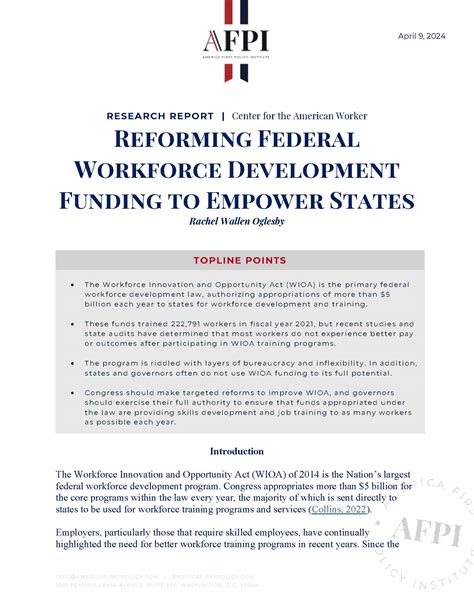 Reforming Federal Workforce Development Funding to Empower States