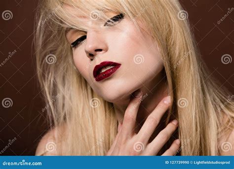 Portrait Of Beautiful Naked Blonde Girl Stock Photo Image Of Blonde Style