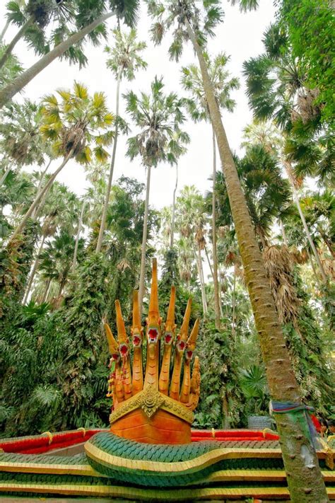 Sete Dirigiram O Rei Da Est Tua Do Naga No Templo Imagem De Stock