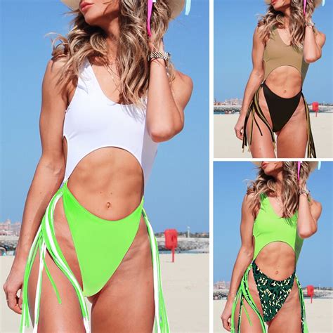 Free Shipping Leopard Print Bikini High Cut One Piece Swimsuit Female Monokini Bandage Push Up