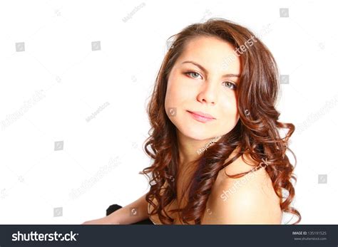 Smiling Beautiful Brunette Woman Naked Shoulder Stock Photo 135191525 Shutterstock