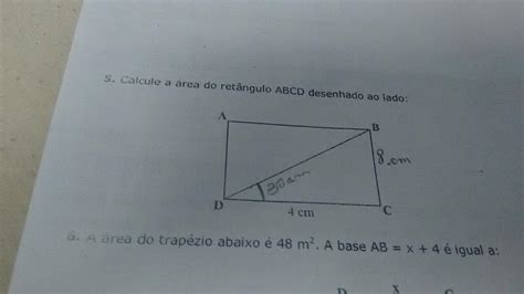 Calcule A área Do Retangulo Abcd Desenhado Ao Lado Br