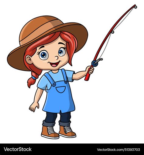 cartoon girl fishing clip art illustration   girl carrying