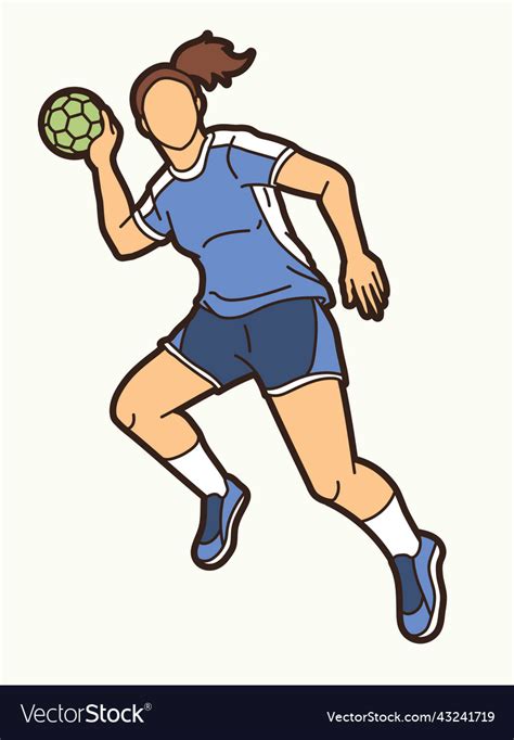 Handball Sport Female Player Action Graphic Vector Image