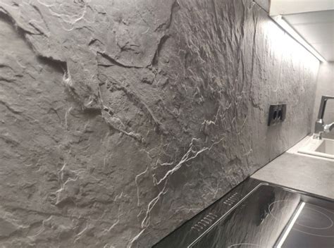 Декоративные панели, каменный шпон или скол 4 шт. белого базового цвета ...