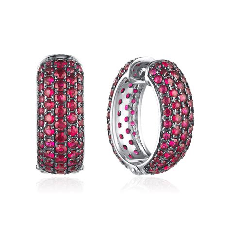 Серьги с рубином из белого золота 585 пробы (арт. 96733, код 19-15-6000 ...