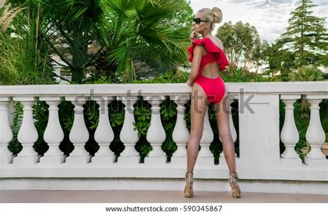 Sexy Woman Red Bikini On Sun Tanned Stock Photo 590345867 Shutterstock