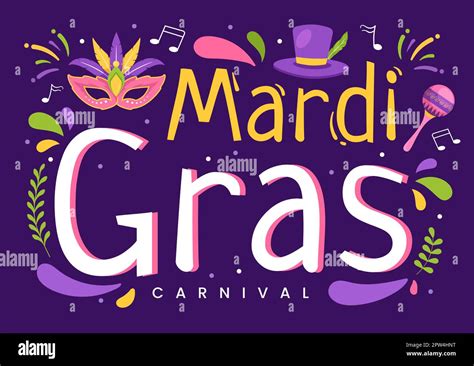 Mardi Gras Carnival Party Illustration With Mask Feathers And Item