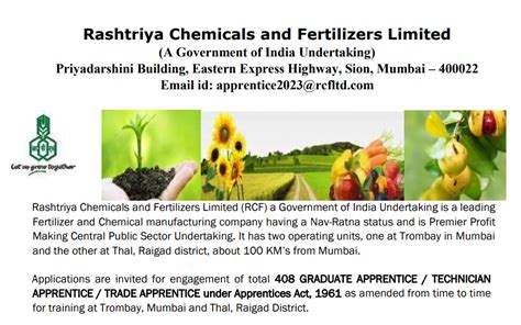 RCFL Apprentice Recruitment 2023 408 Vacancies For Apprentice Posts