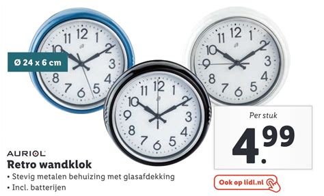 Auriol Retro Wandklok Aanbieding Bij Lidl