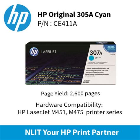 HP Original Toner HP 305A Cyan 2 600 Pgs CE411A 2 Years Direct