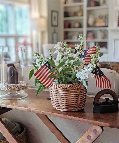 Simple Patriotic Decorations For A Living Room Console Table Soul And Lane