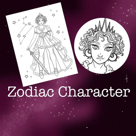 Leo Zodiac Sign Coloring Page Cute Digital Download Celestial Character