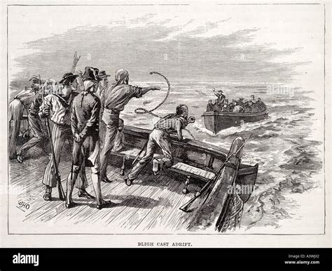 bounty bligh cast adrift Captain Fletcher Christian Collings crew Stock Photo, Royalty Free ...