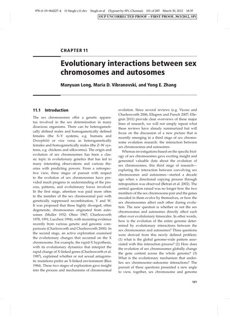 Pdf Evolutionary Interactions Between Sex Chromosomes And Autosomes