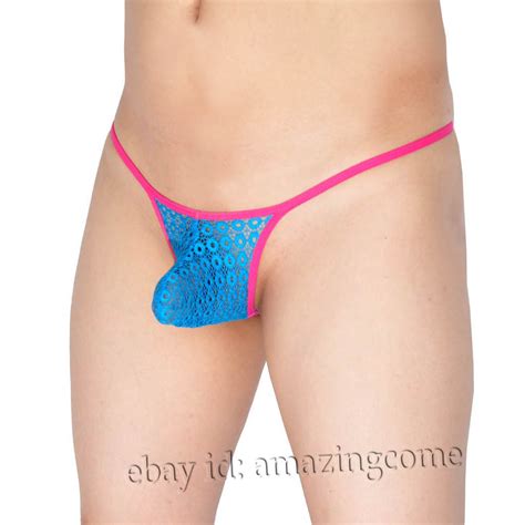 Men S Transparent Lace G String Underwear Ultra Micro Thong Bikini Male Pants Ebay