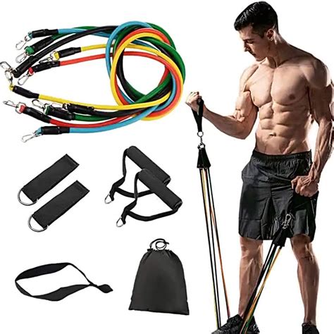 Resistance Bands Home Gym Equipment Workout Set 11 Piece With Fitness ...