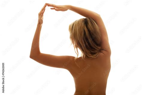 Back View Portrait Of Naked Woman With Arms Up Stock Photo Adobe Stock