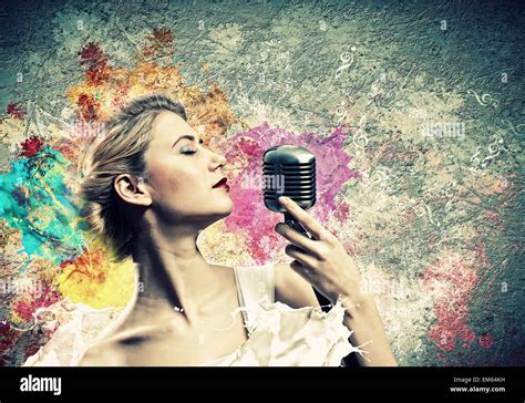 Female Blonde Singer Stock Photo Alamy