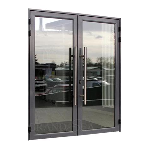 Frameless Commercial Double Glass Doors Double Swing Door Bronze
