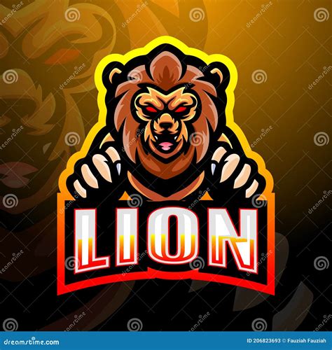 Lion Mascot Esport Logo Design Stock Vector Illustration Of Character