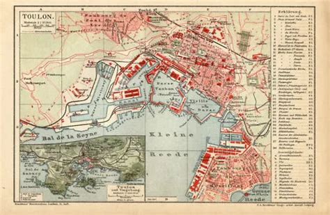 Toulon France Antica Mappa Topografica Old Map Tolone France Eur