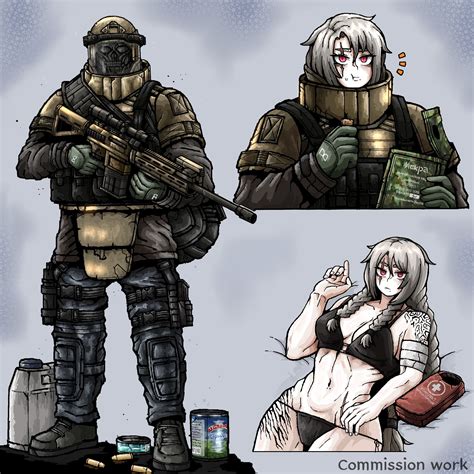 Octosoup Original Commission Highres Girl Assault Rifle Bikini Black Bikini Black