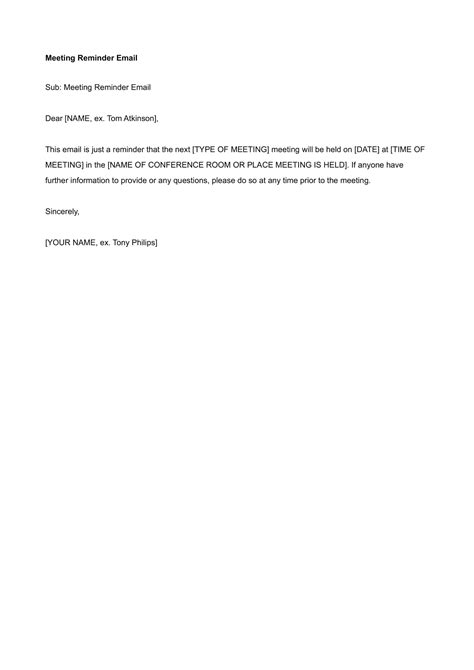 Free Printable Reminder Email Templates Pdf Event Meeting Appointment