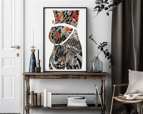 Gay Original Art Print L Japanese Inked Hairy Hunk Jocks L Homoerotic